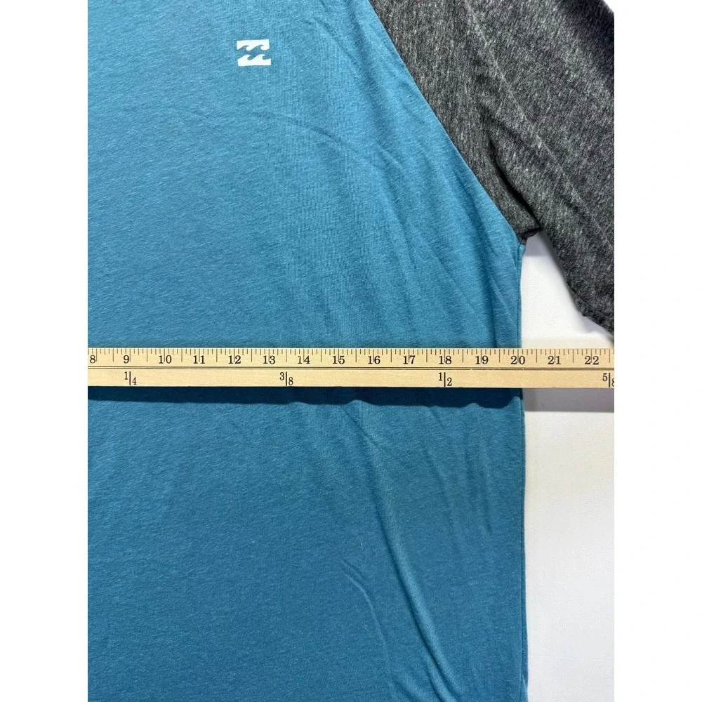 Billabong Hoodie Mens XL Blue Heather‎ Charcoal Gray Colorblock Raglan Sleeve